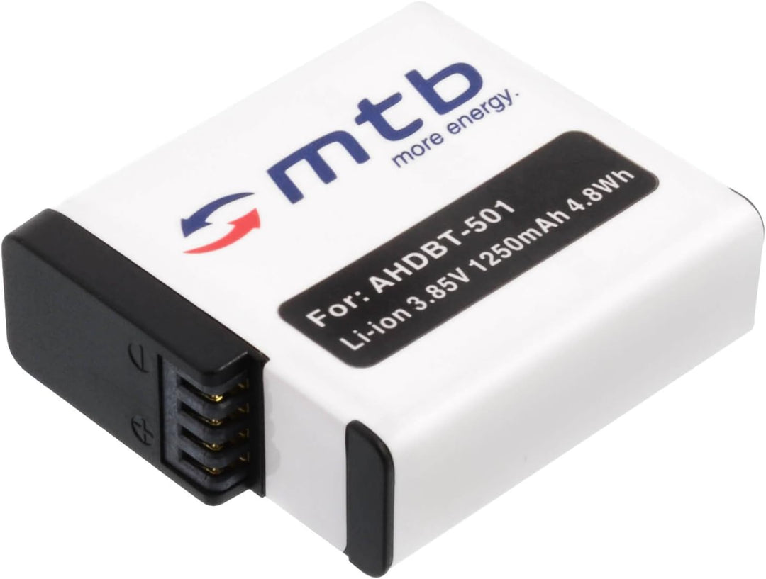 2X Akkus für GoPro Hero 5, Hero5, Hero 6, Hero6 [Li-Ion - 1250 mAh - mit Infochip für alle Firmwares
