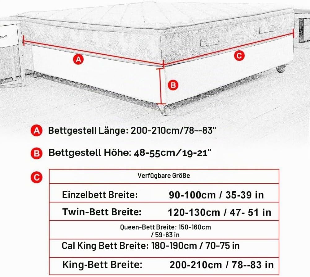 DUJUIKE Stretch Samt Boxspring Abdeckung zum Umwickeln, Alternative zum Traditionellen Volant Bettro