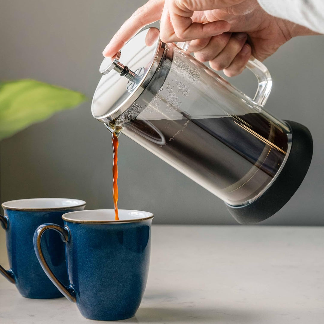 Café Olé Doppio Kaffeebereiter aus doppelwandigem Glas, französische Presse, rutschfester Silikonbod
