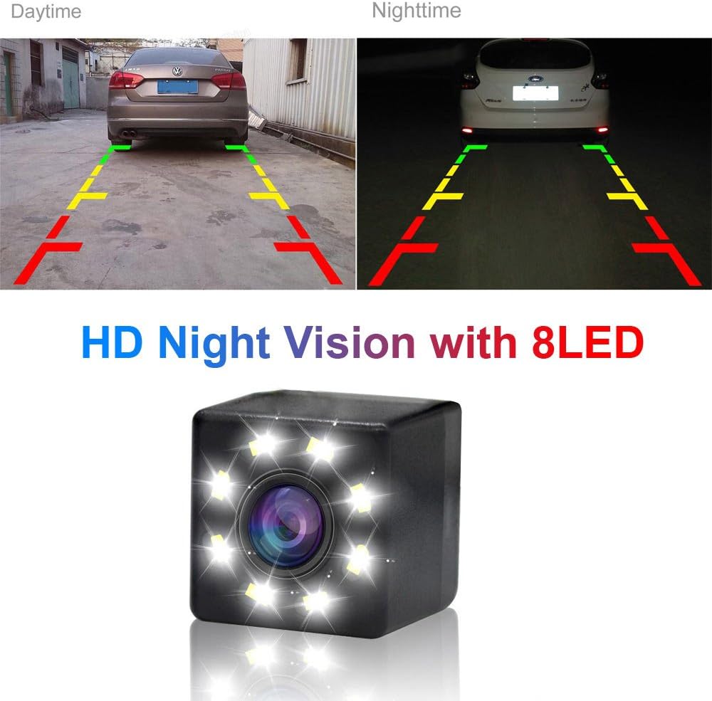 8 LED Nacht Visionen Auto Rückfahrkamera 170 ° Weitwinkel HD Farbe wasserdichte Rückfahrkamera für D