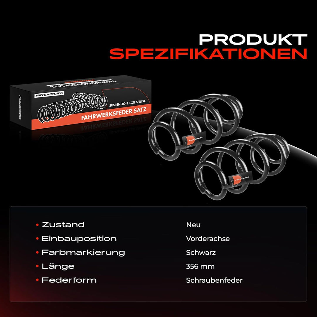 Frankberg 2x Federn Fahrwerksfeder Vorne Kompatibel mit Mondeo IV BA7 2008-2015 Mondeo IV Stufenheck