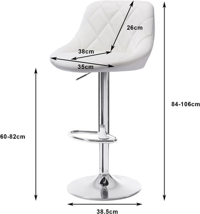 WOLTU BH23ws-1 1er Barhocker Barstuhl, leichte reinige Kunstleder, Gute gepolsterte Sitzfläche, Höhe