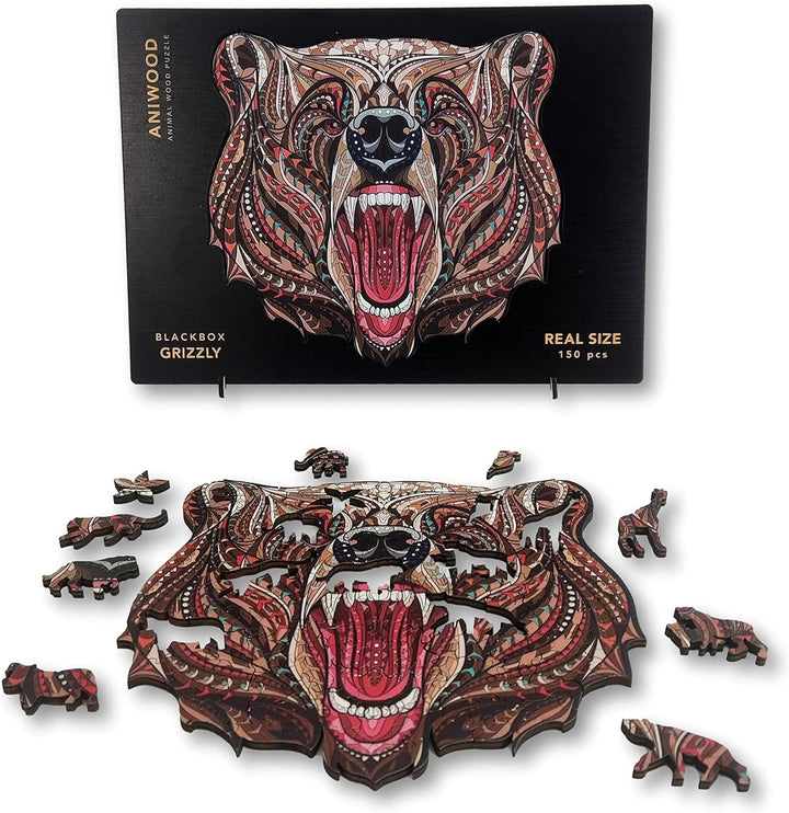 ANIWOOD Holzpuzzle Erwachsene Tieren. Gestanzter Deckel, Lebensgrosse Puzzle-Box. 3 Schwierigkeitsmo