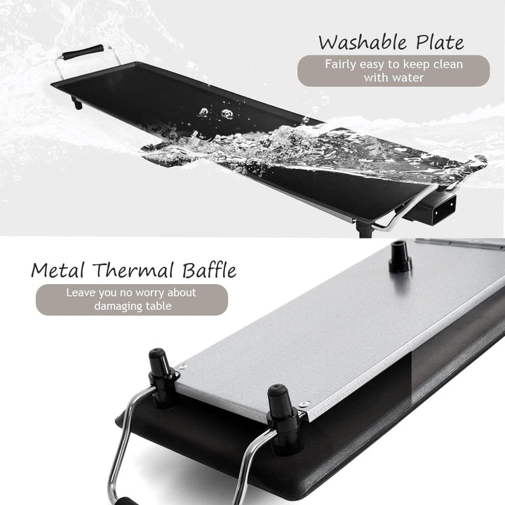 KOMFOTTEU Elektrogrill 1800W, elektrische Grillplatte mit Antihaftebeschichtung, Grill mit 6 Holzspa