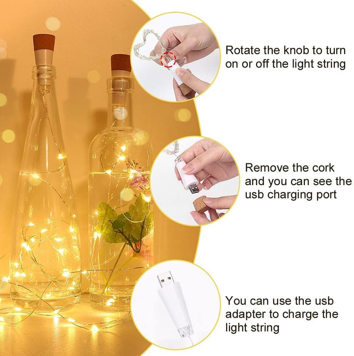 Dumcuw LED Kork Flaschenlichter, Wasserdicht Kupferdraht Lichterkette für Flaschen, USB Powered Wied