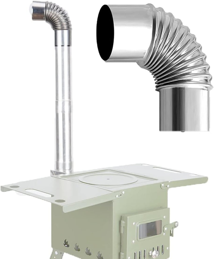 BLUVLY 90° Winkelrohr Abgasrohr, 2 Stück Edelstahl Schornsteingewinde Winkel Ø 50mm Ø 60mm Ø 110mm Ø