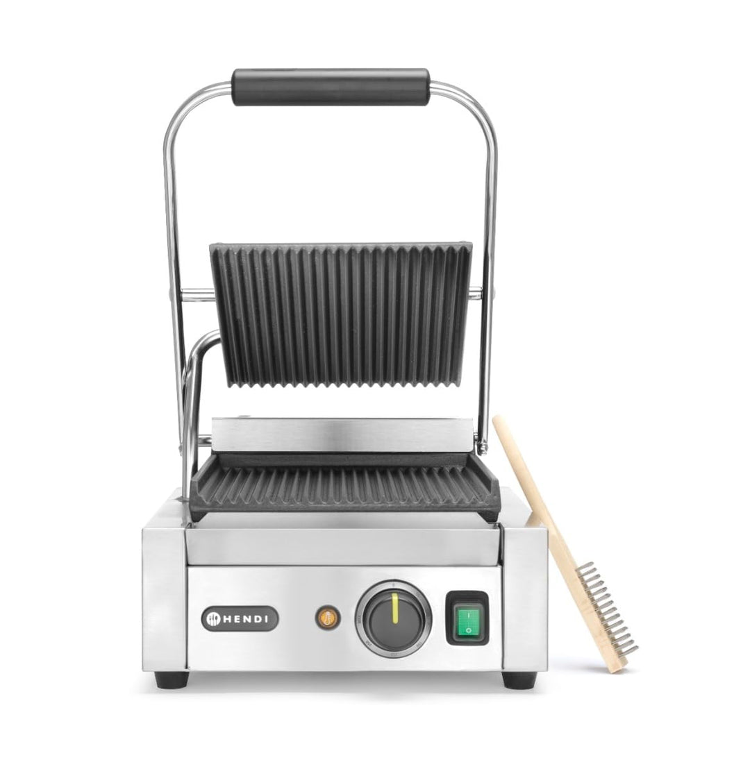 HENDI Kontaktgrill, Einzelversion, Elektrogrill, Tischgrill, Sandwichtoaster, Regelbar bis max. 300°