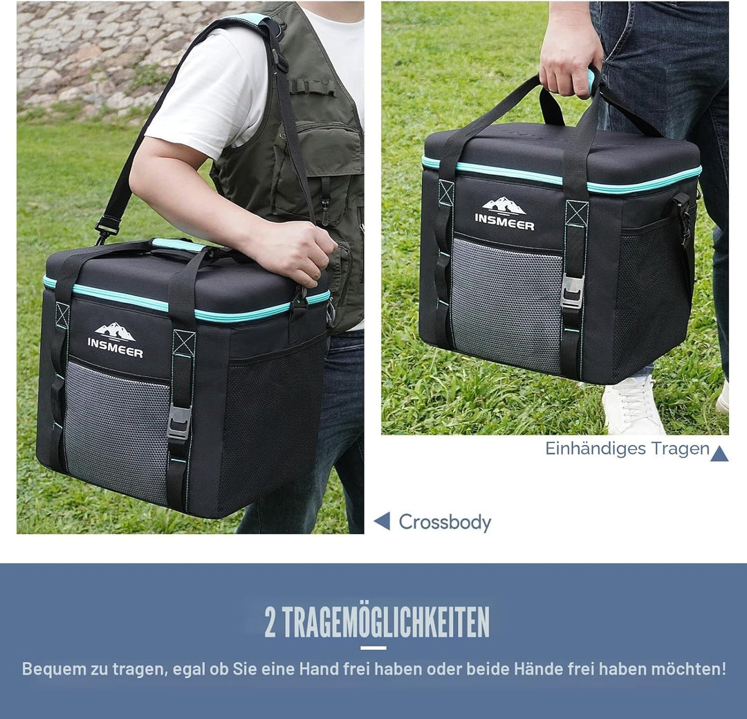 INSMEER Kühltasche Gross 40L, 60 Dosen Kühltasche Faltbar mit Hart Eva Dach, Wasserdicht Gross Kühlt