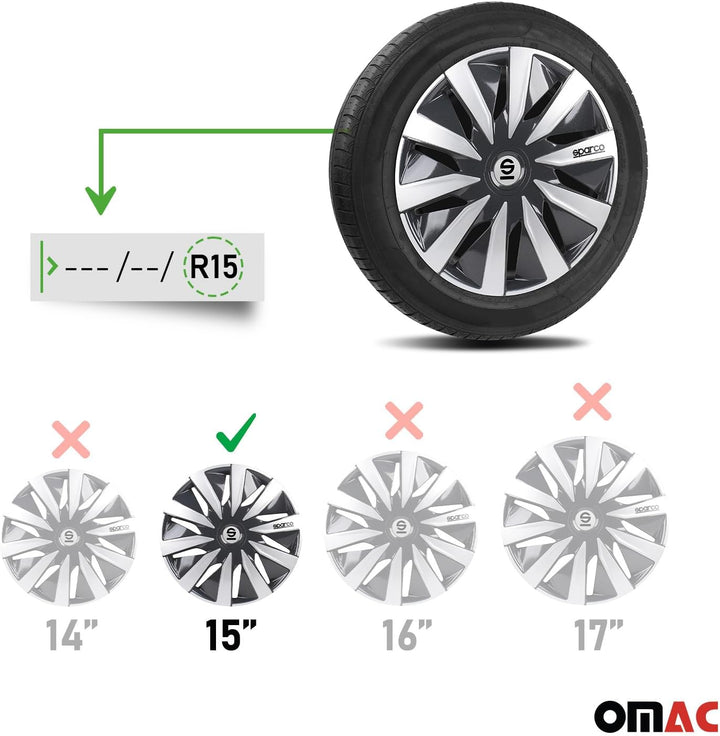 Satz Sparco Radzierblenden Lazio 15-Zoll Grau/Silber 15" Grau, 15" Grau