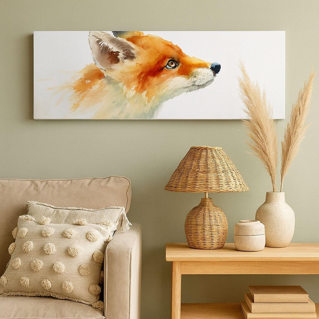 Wandbilder Dekoration Wohnzimmer Fuchs Tier Natur Panorama Bilder auf Leinwand 120x50cm Leinwandbild
