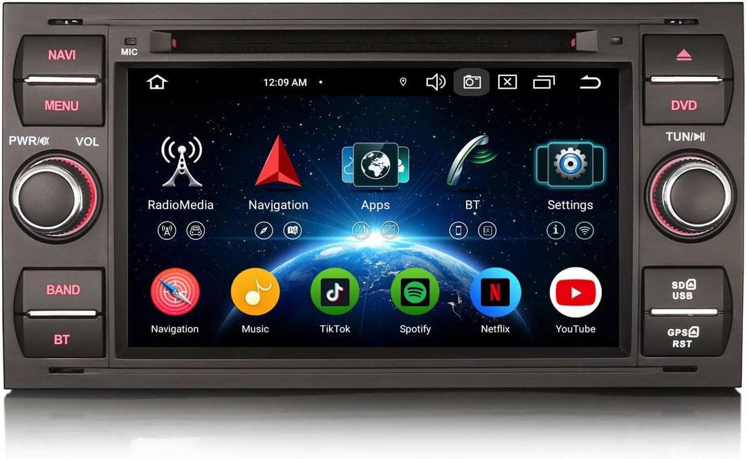 Erisin Android 14 4GB RAM+64GB ROM 8-Kern DVD Autoradio GPS Navi für Ford C-Max S-Max Focus Galaxy K