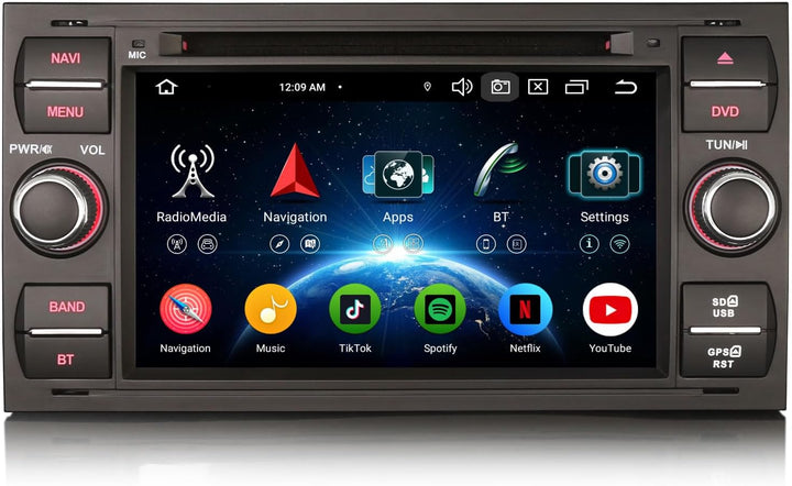 Erisin Android 14 4GB RAM+64GB ROM 8-Kern DVD Autoradio GPS Navi für Ford C-Max S-Max Focus Galaxy K