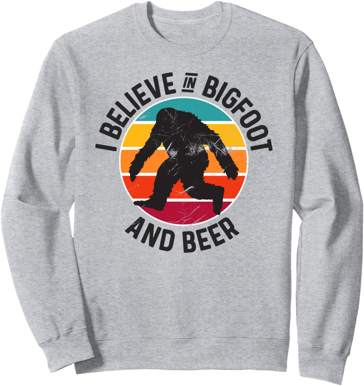 Ich glaube an Bigfoot & Beer Retro Sasquatch Sweatshirt