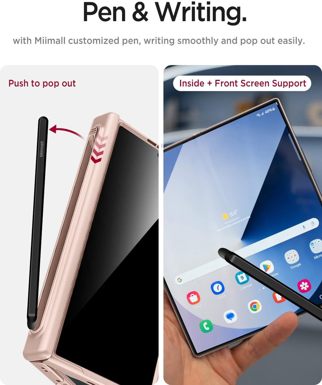 Miimall Magnetisch Hülle Kompatibel mit Samsung Galaxy Z Fold 7 Hülle mit S-Pen & Stifthalter, [Anti