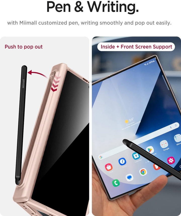 Miimall Magnetisch Hülle Kompatibel mit Samsung Galaxy Z Fold 7 Hülle mit S-Pen & Stifthalter, [Anti