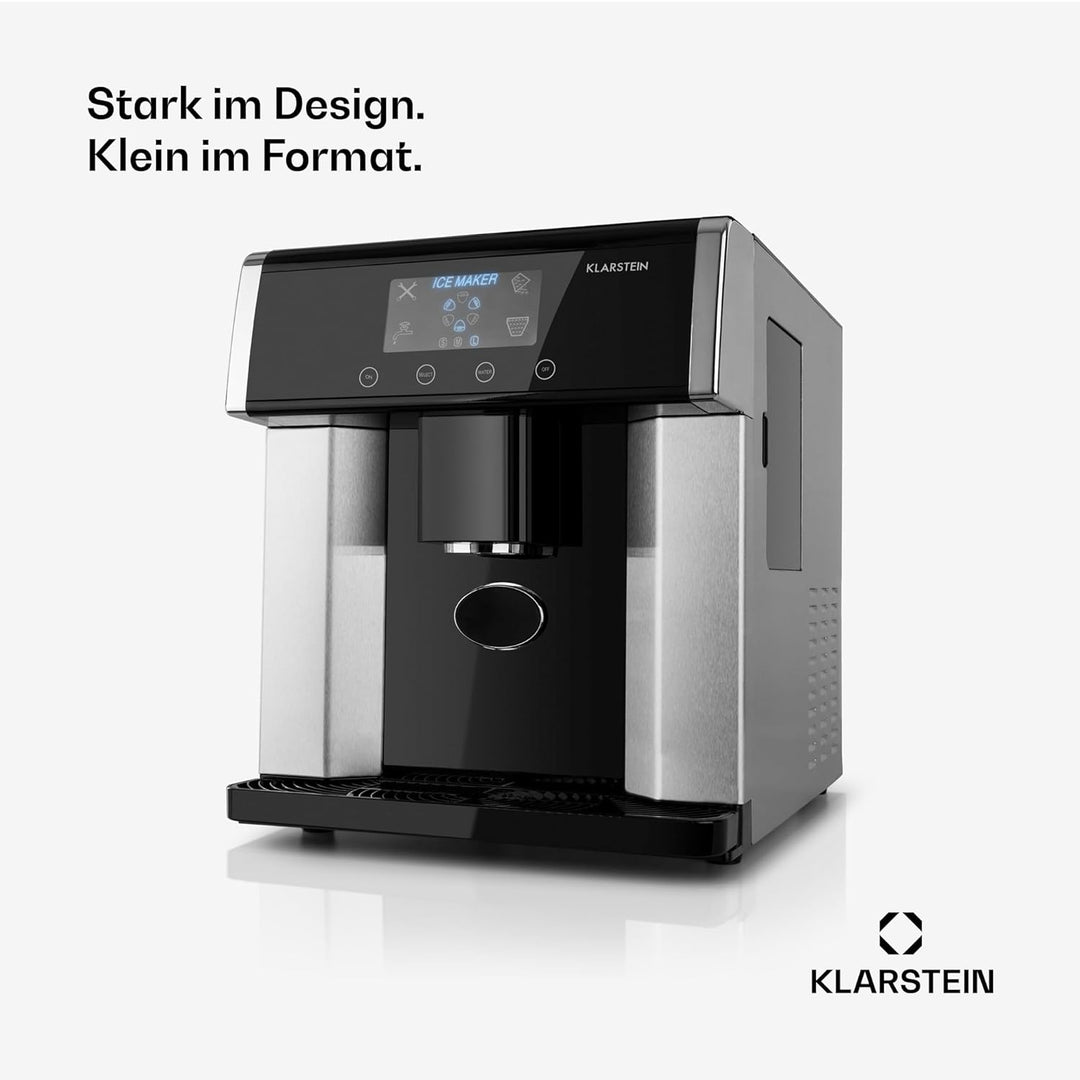 Klarstein Eiszeit Eiswürfelmaschine - Eiswürfelbereiter mit LCD-Display, Crushed Ice Maschine, Eiska