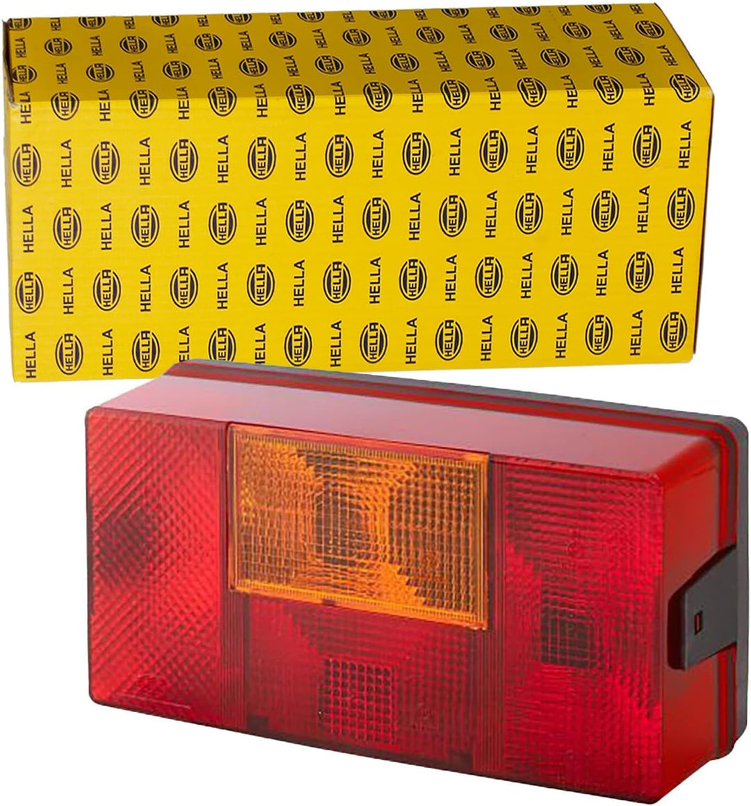 HELLA - Heckleuchte - Glühlampe - 24/12V - Anbau - Lichtscheibenfarbe: rot/gelb - Stecker: Flachstec