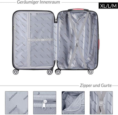 Monzana® Kofferset Exopack 3-teilig TSA Schloss Aluminium Teleskopgriff Gel-Griffe 210D Polyester AB