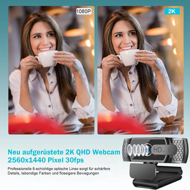 Full HD1080P Webcam mit Mikrofon und Stativ, Automatischer Lichtkorrektur, Neefeaer USB PC Webcam mi