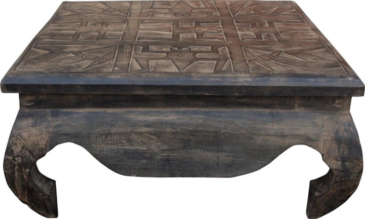 GURU SHOP Opiumtisch, Kaffeetisch, Beistelltisch, Couchtisch, Beschnitzt, Braun, Size:40x40 cm 40*40