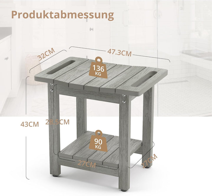 LUE BONA HDPS Duschbänke, Duschhocker zum Rasieren der Beine mit Ablage, wasserdichter Badstuhlsitz
