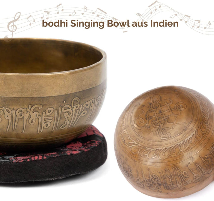Bodhi Tibetische Klangschale Ø 11 cm | Singing Bowl mit Buddha Gravur | Handgefertigtes Klangschalen
