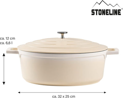 STONELINE Bräter Induktion 32 cm, 6,6 L, Bräter mit Deckel, Aluguss beschichteter Topf mit echten St