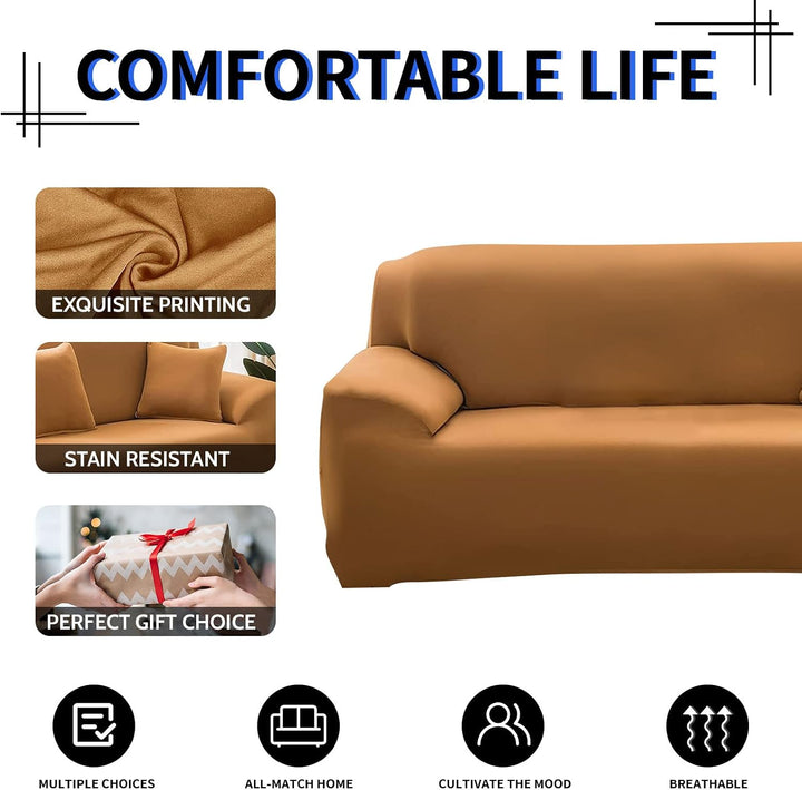 Lydevo Sofabezug 3 Sitzer Stretch Sofahusse Elastischer Sofabezug Spandex Sofa Überzug mit 2 Kissenb