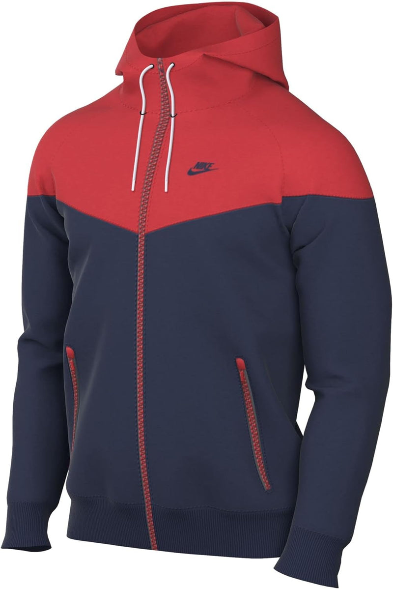 Nike Herren Sportswear Heritage Essentials Windrunner Sweatshirt L Mitternacht Marine/Lt Crimson/Mit