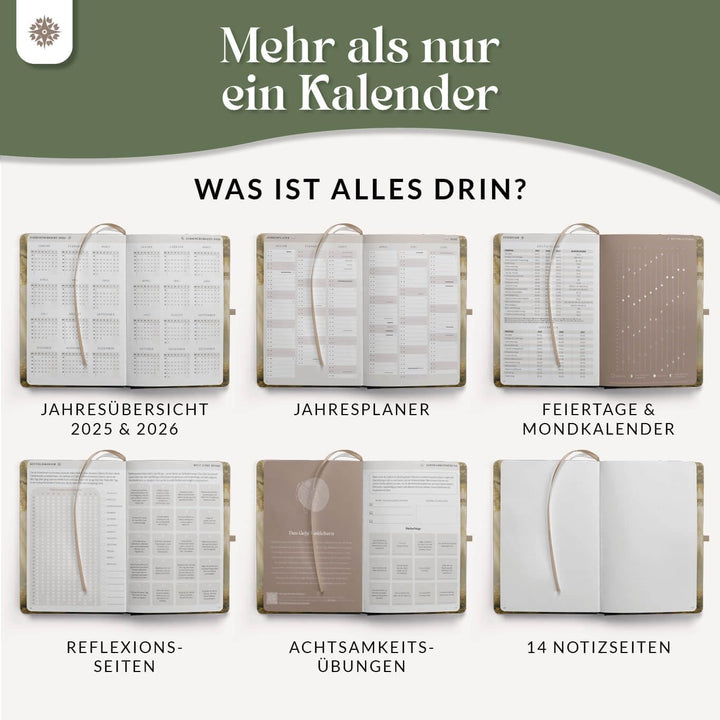 Lebenskompass Kalender 2025 Buchkalender A5 "WALD" - Schöner Wochenplaner 2025 & Terminkalender 2025