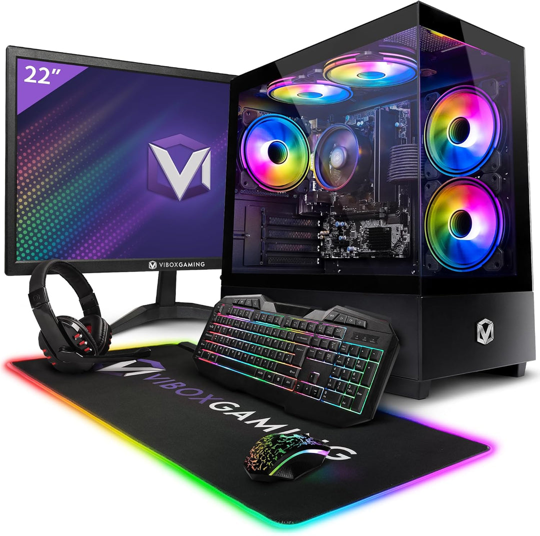 Vibox I-48 Gaming PC - 22 Zoll Set Komplett - Quad Core AMD Ryzen 3200G 4GHz - Radeon Vega 8-16GB RA