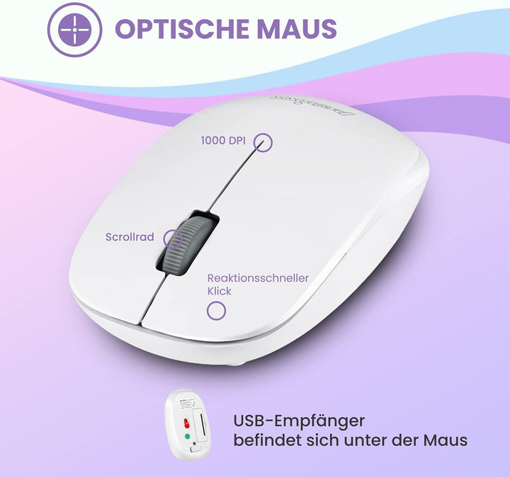 Perixx PERIDUO-712, Kabelloses Mini Tastatur und Maus Set - Minigrösse - mit Nano Receiver - 2.4Gh -