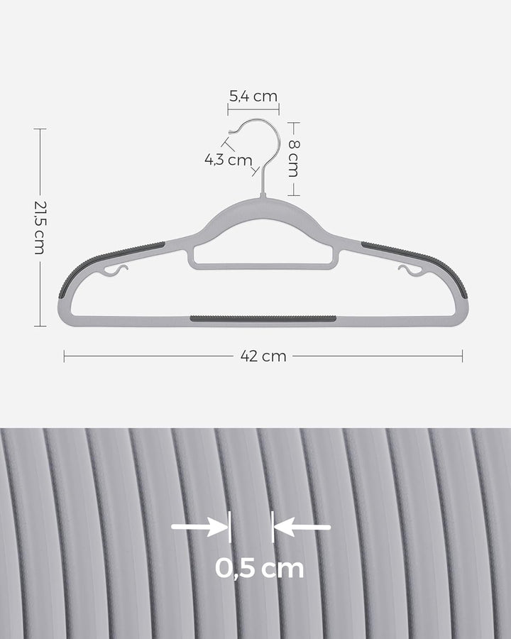 SONGMICS Kleiderbügel 30er Set, Bügel aus Kunststoff, rutschfest, platzsparend, Dicke 0,5 cm, 42 cm