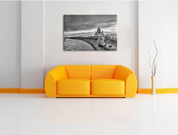 Pixxprint Sonnenuntergang in Moskau als Leinwandbild | Grösse: 100x70 | Wandbild| Kunstdruck | ferti