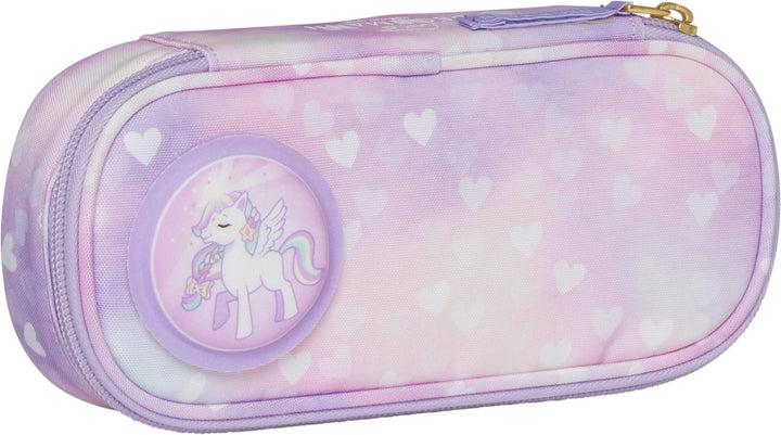Beckmann, Ovales Schlamperetui Unicorn Princess Purple, Federmäppchen Schlampermäppchen, Grundschule