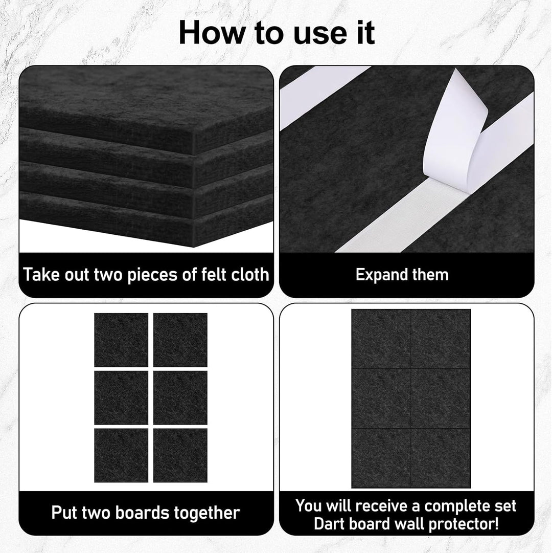 GAOUTO 6 Stück Dartboard-Wandschutz: 30 x 30 cm Wandumrandung, langlebige Dart wandschutz, Filz-Wand