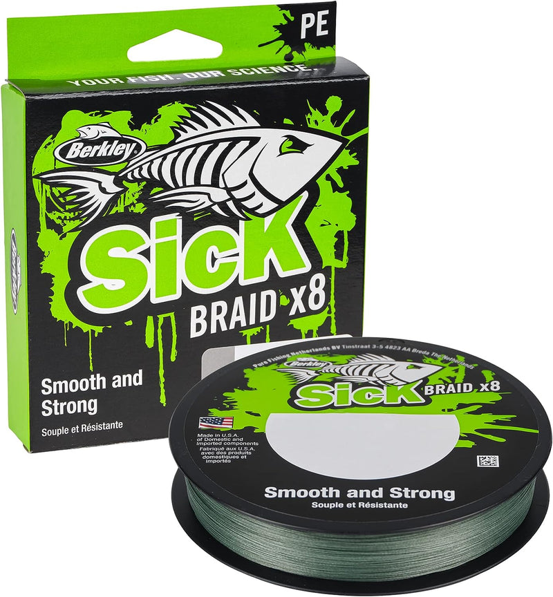 Berkley Sick Braid – 8-fach geflochtene Angelschnur, super glattes 8-fach Multifaden PE Raubfischgef