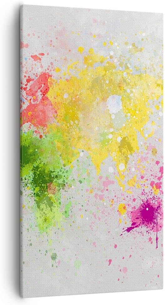 Bilder auf Leinwand 55x100cm Leinwandbild mit Rahmen Karte Welt modern Gross Wanddeko Bild Schlafzim