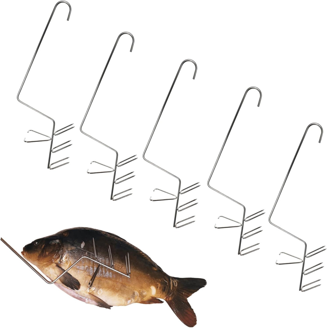 AlcoFermBrew Räucherhaken für Fleisch und Fisch (5 x Haken zum Räuchern von Karpfen mit Kopf), 5 x H