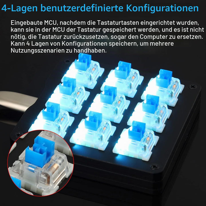 Koolertron Einhändige mechanische Makro-Tastatur,LED-Hintergrundbeleuchtung tragbare Mini-Einhand-me