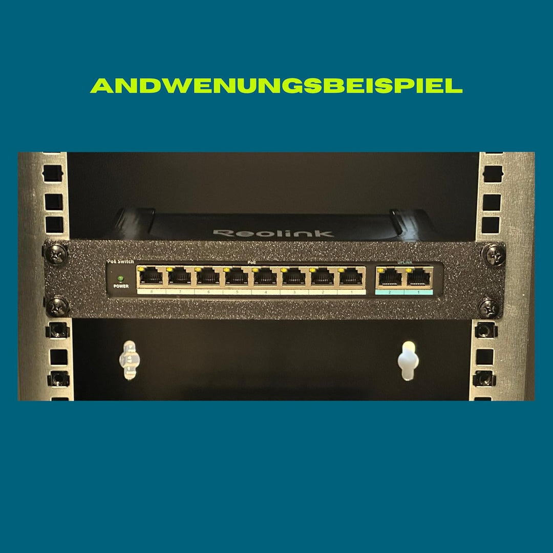 10-Zoll Rackmount Halterung für Reolink PoE Switch RLA-PS1, Schwarz, Made in Germany, Einfache Insta