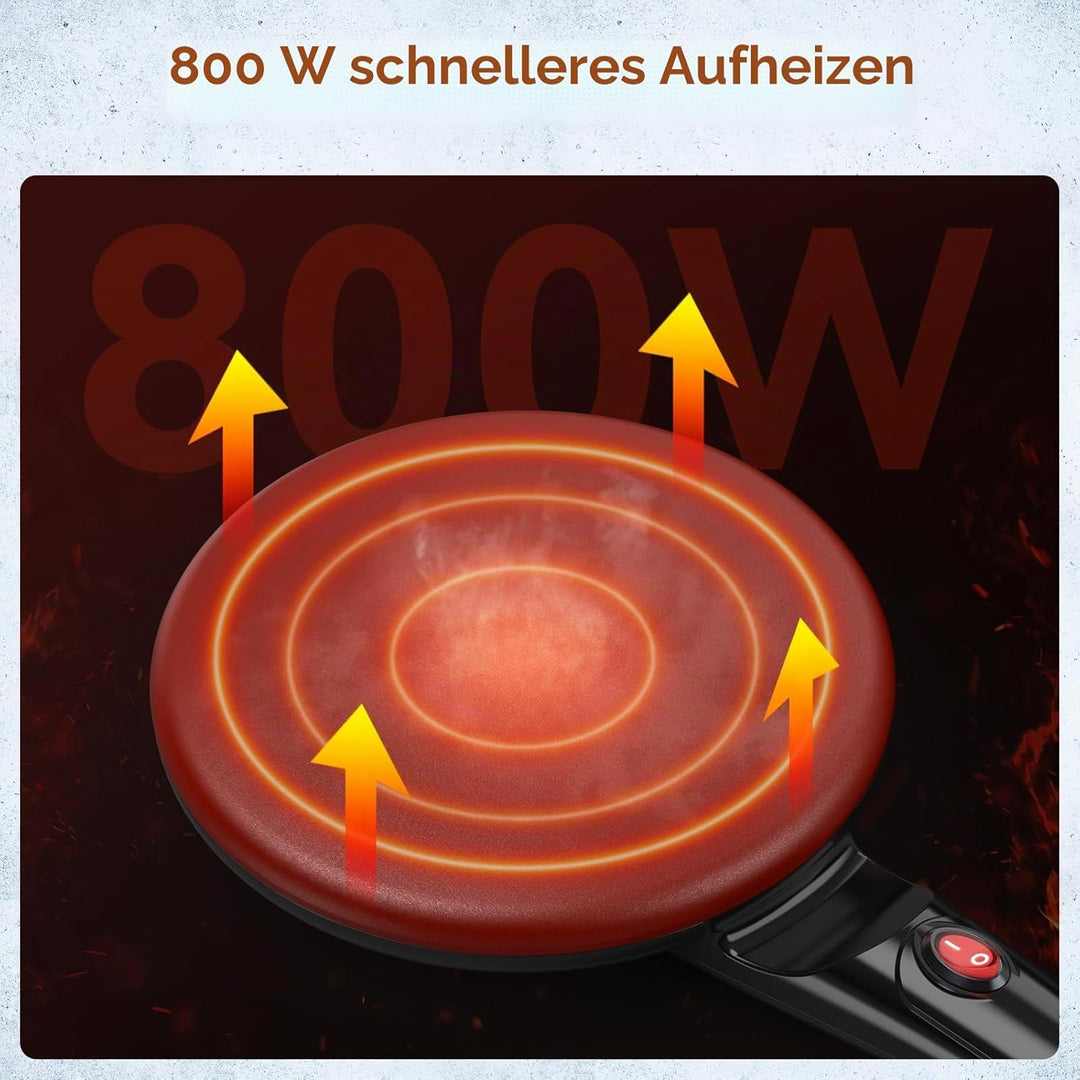 Elektrischer Crepier, elektrisch, antihaftbeschichtet, tragbar, 800 W, für Zuhause, Cool-Touch-Griff
