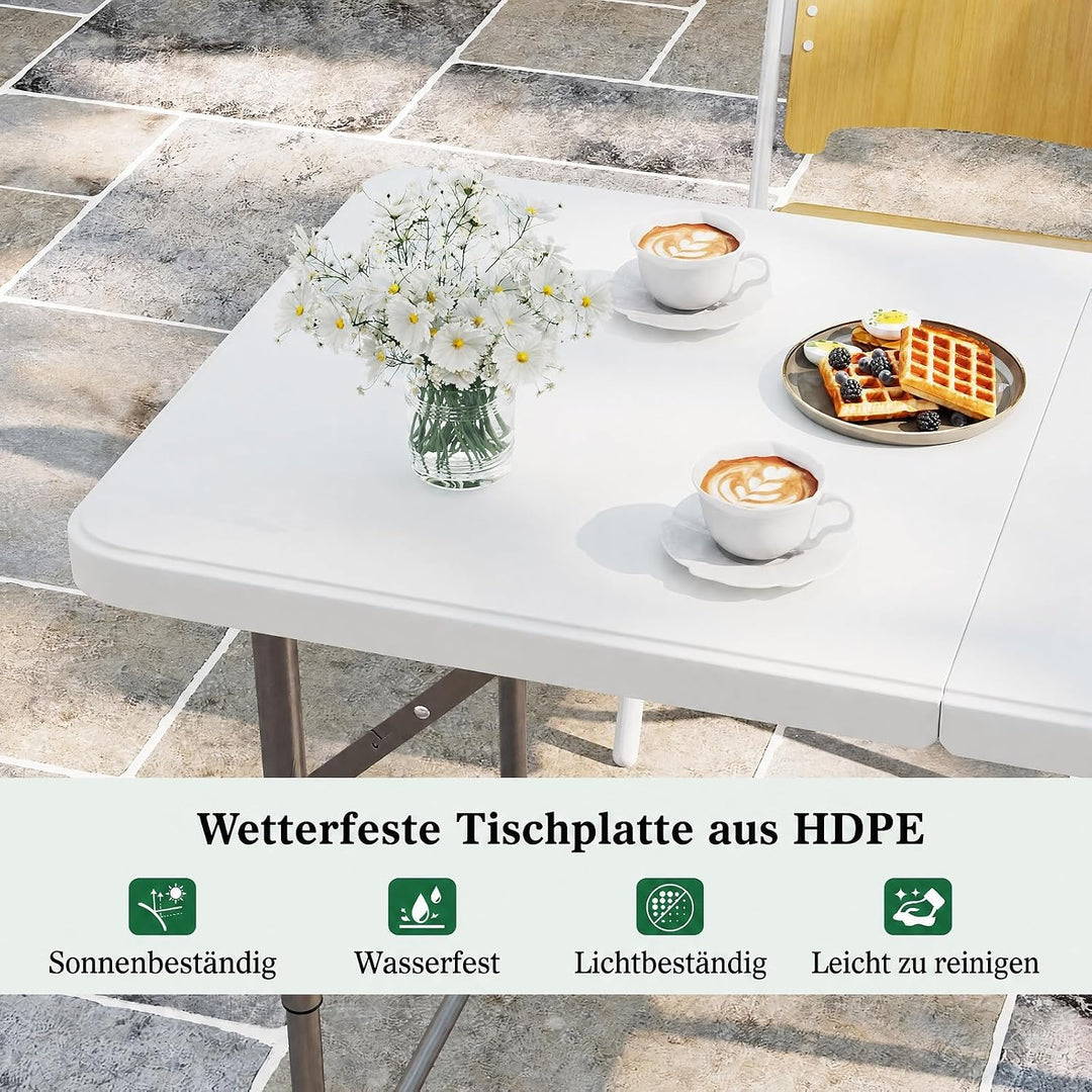 COSTWAY Campingtisch höhenverstellbar, Gartentisch klappbar, Klapptisch mit HDPE-Tischplatte &amp; Trage