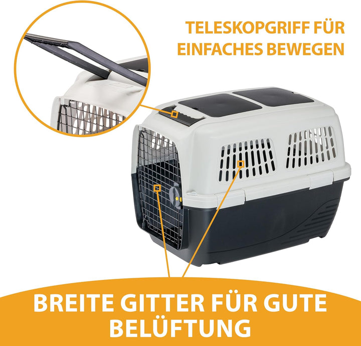 Ferplast Hundetransportbox CLIPPER PLUS, IATA-geeignet, Mittlere Hundetransportbox bis 20 kg, Sicher