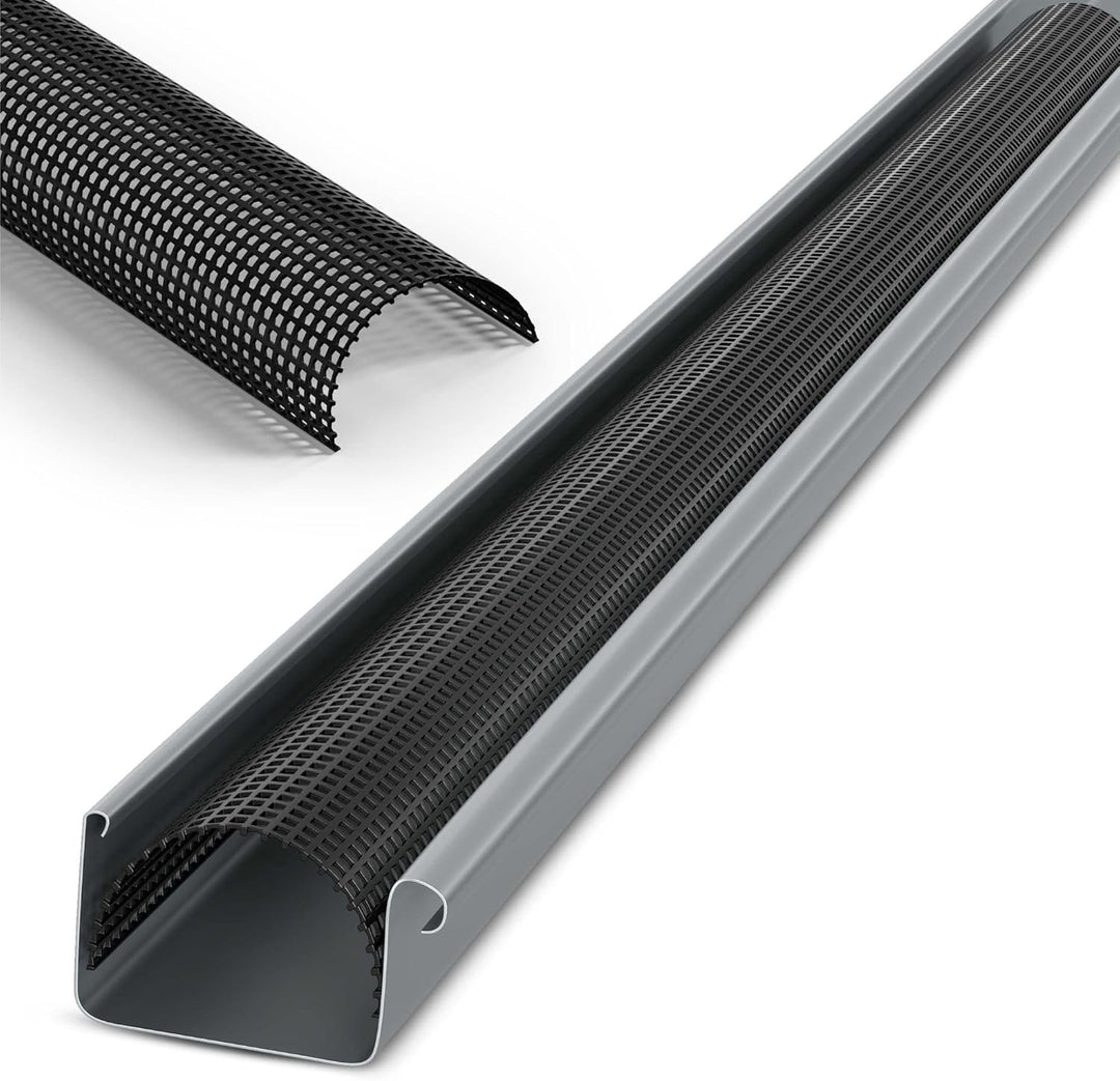 INEFA Laubschutzgitter Dachrinnen Laubschutz, PVC 83mm, 2m, Schwarz Laubfang Dachrinnenabdeckung Dac