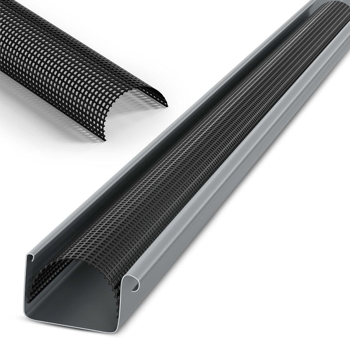 INEFA Laubschutzgitter Dachrinnen Laubschutz, PVC 83mm, 2m, Schwarz Laubfang Dachrinnenabdeckung Dac