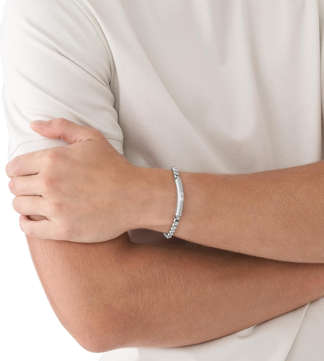 Emporio Armani Armband Für Männer Essential, Länge: 190mm, Höhe: 11mm, Breite: 10mm Silbernes Edelst
