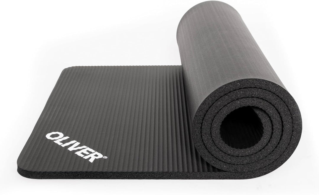 Oliver Gymnastikmatte mit Ösen 180 x 60 x 1 cm Yogamatte Pilates Fitnessmatte Gymnastikmatte rot gra