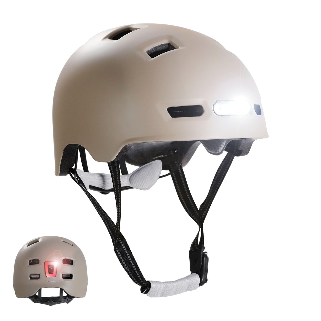Crazy Safety Vertigo Matt Schwarz Fahrradhelm mit Vorder- und Rücklicht USB | Skater-Helm für Roller