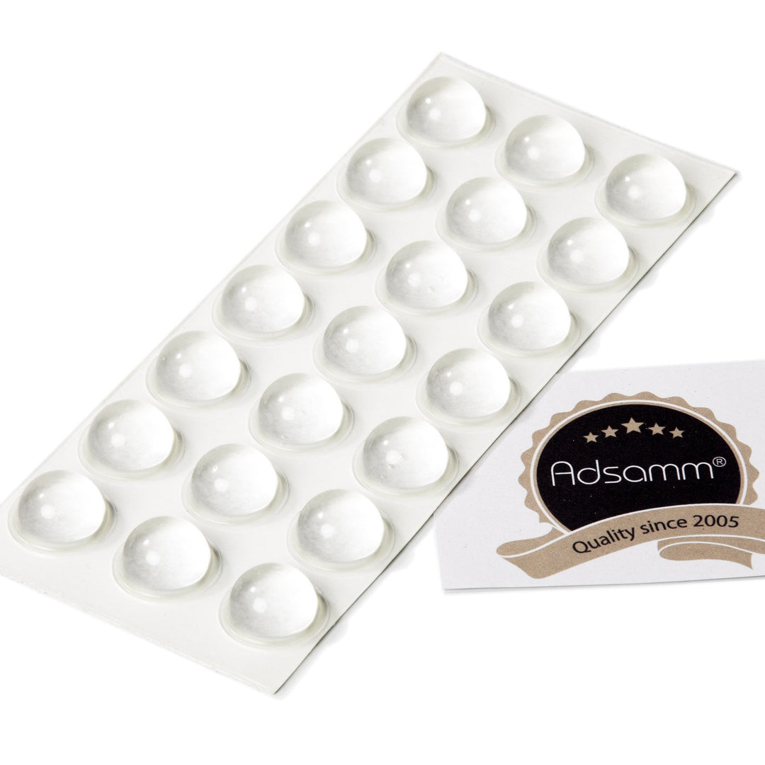 Adsamm® | 21 x selbstklebende Anschlagpuffer | Ø 19 mm | Höhe: 9,5 mm | rund | halbkugelförmig | Tra